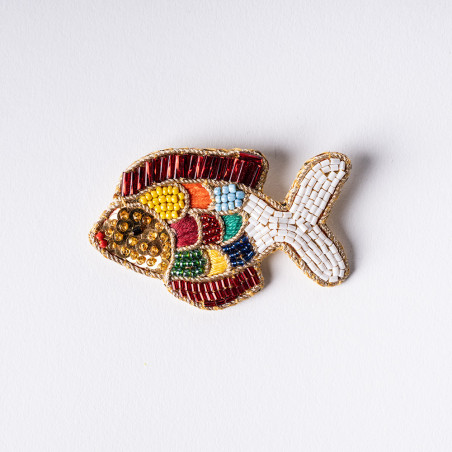 Broche Poisson Brodée