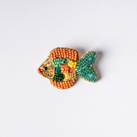 Broche Poisson Brodée