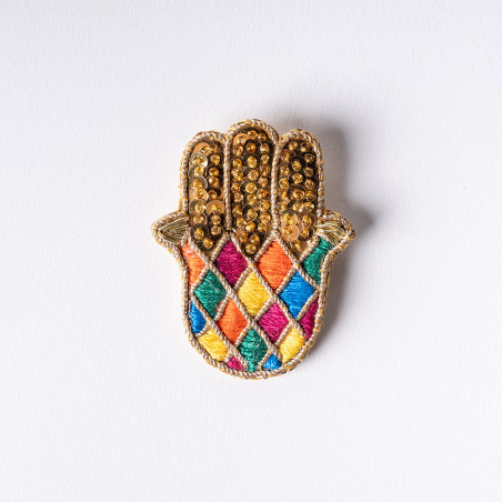 Broche Khomssa Brodée