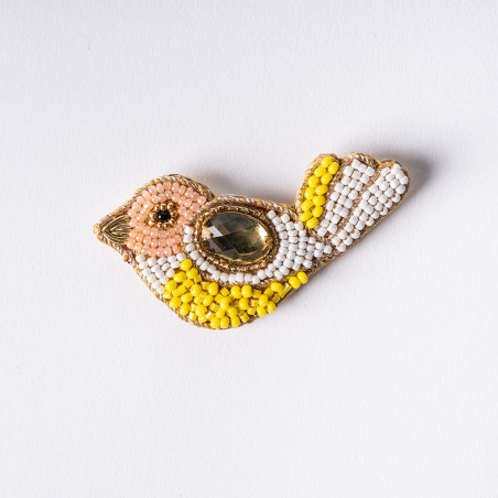 Broche Oiseau Brodée