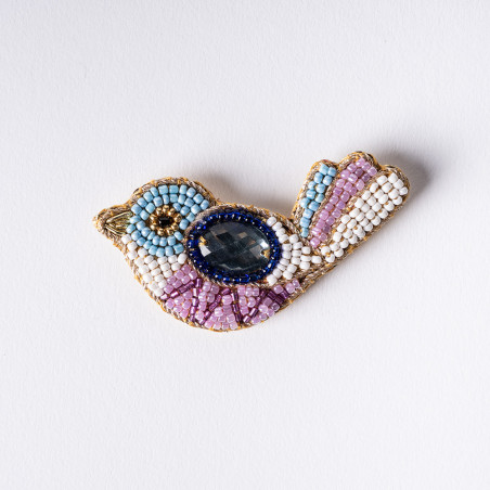 Broche Oiseau Brodée