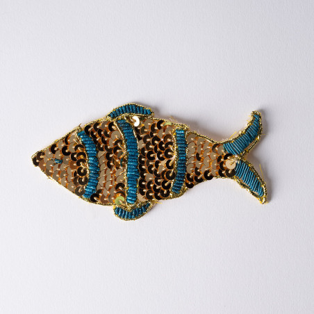 Patch broderie artisanale forme poisson 