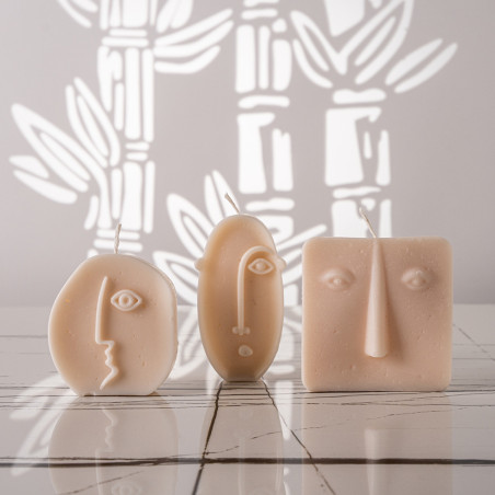 Trio de bougie visage multiformes