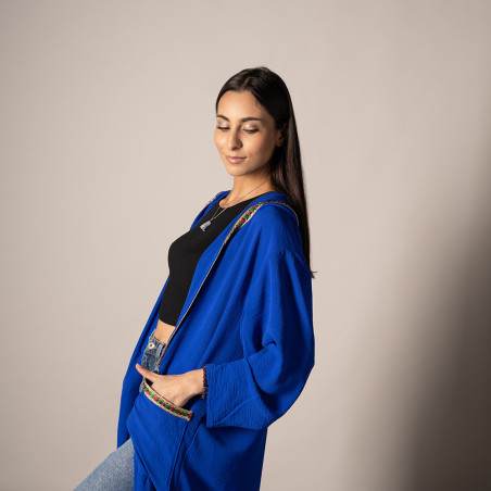 Kimono en crêpe bleu