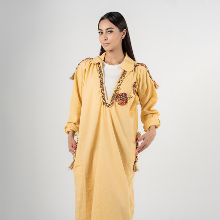 Blouse Djerbienne jaune Kamraya - ArTounsi