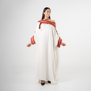 Jebba tunisienne en satin de soie blanc - ArTounsi