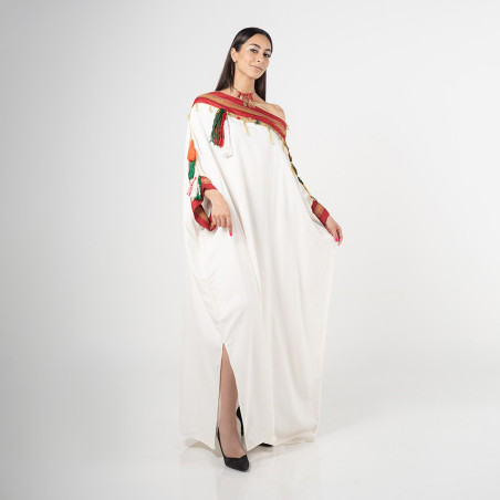 Jebba tunisienne en satin de soie blanc - ArTounsi