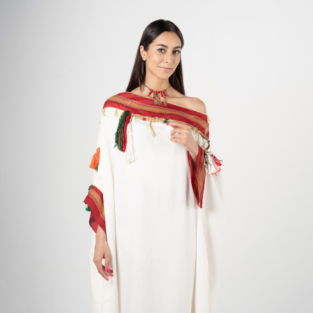 Jebba tunisienne en satin de soie blanc - ArTounsi