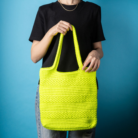 Sac en crochet jaune fluo