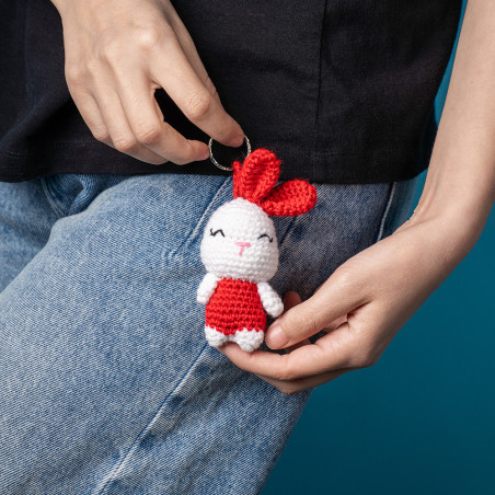 Porte clés en crochet lapin