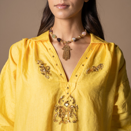 Collier Main de Fatma en filigrane doré