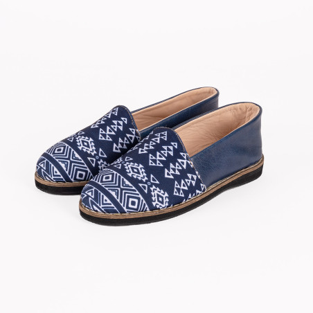 Collection MARINOS : Mocassin en cuir bleu