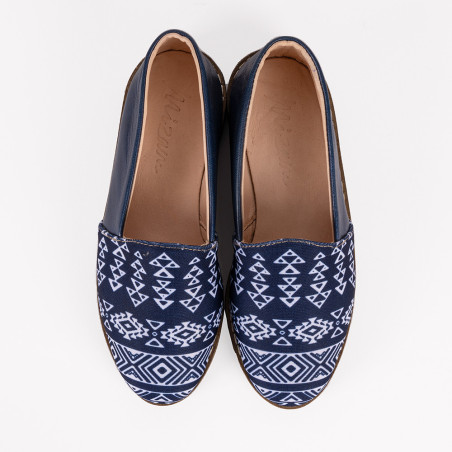 Collection MARINOS : Mocassin en cuir bleu