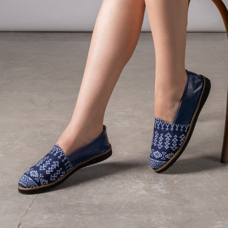 Collection MARINOS : Mocassin en cuir bleu