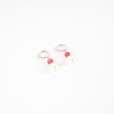 Boucles D'Oreilles Rouge Et Blanche 