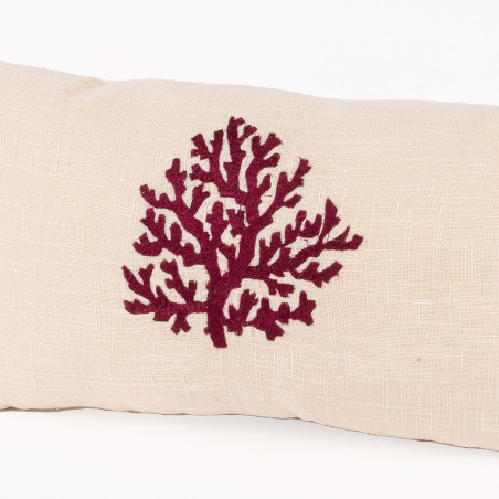 Coussin Rectangle Avec Pompons Brodé Arbre