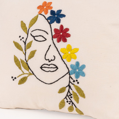 Coussin Carré Brodé Visage 