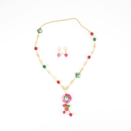 Sautoire avec Boucles D'Oreilles Roses