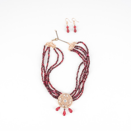 Ras de cou Rouge avec boucles d'oreilles