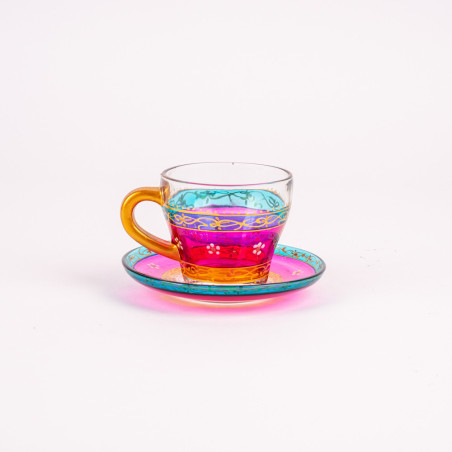 Verre À Café Avec Sous Tasse En Verre Soufflé