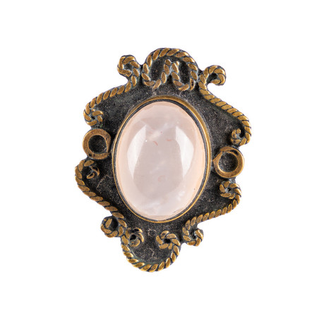 Collier bague pierre Quartz rose et en cuivre