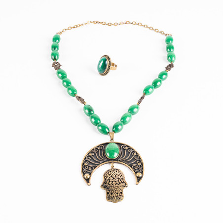 Ensemble de collier et bague Jade