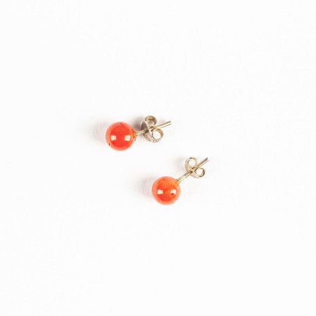 Collier avec boucles boules en vrai corail rouge