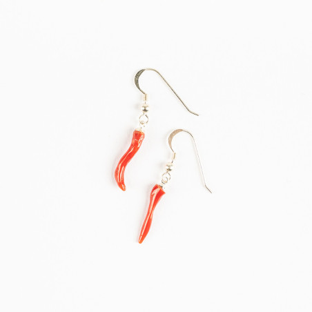 Boucles d'oreilles en vrai corail rouge