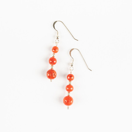 Boucles d'oreilles en vrai corail rouge