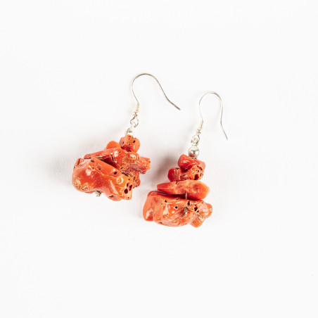 Boucles d'oreilles en corail rouge