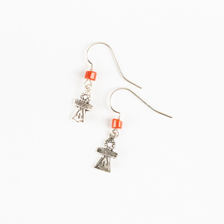 Boucles d'oreilles en argent et corail rouge