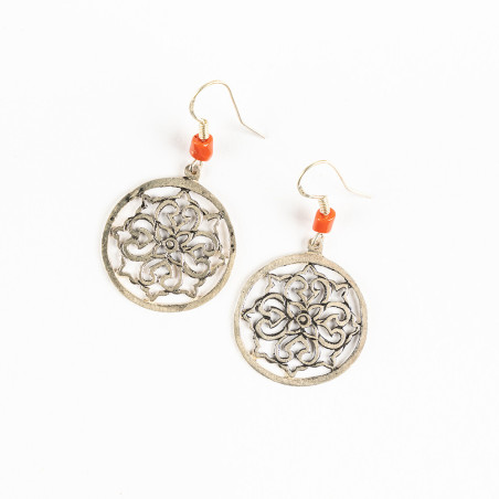 Boucles d'oreilles en argent et corail rouge